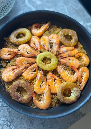 Une photo de Paëlla aux fruit de mer 🥘
