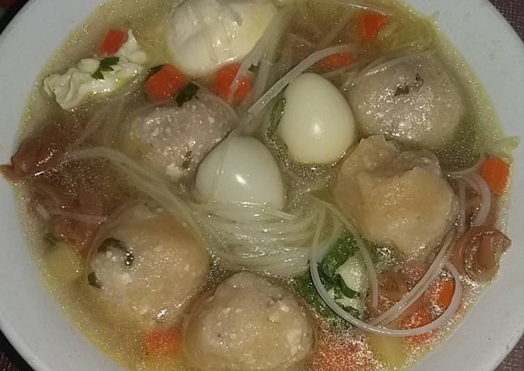 Resep Sup bakso tahu telur puyuh (tanpa daging), Lezat