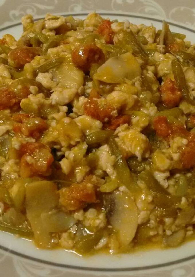 Una foto de Judías verdes con carne picada, chorizo y champiñón