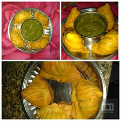 A picture of Striped matar samosa.