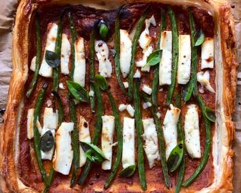 Without Fail Serving Recipe Summer bean  halloumi tart Delicious Simple