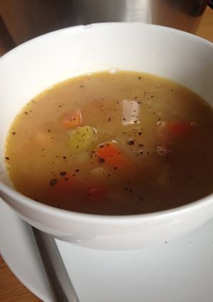 A picture of Ham and Winter Vegetable Soup.