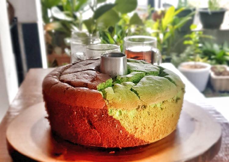 Chiffon cake pandan coklat