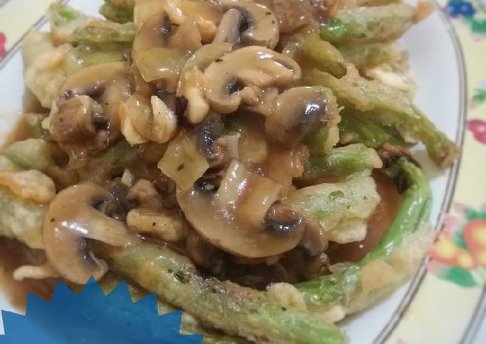 Resep: Buncis crispy saus jamur lada hitam Farah Quinn