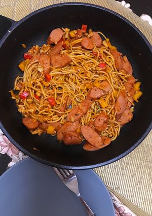 A picture of Bolognese Fried Pasta.