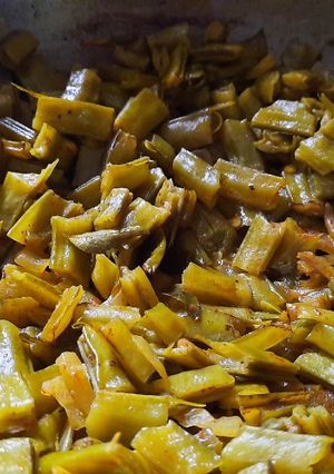 A picture of No onion no garlic | simple cluster beans sabji | cluster beans fry.