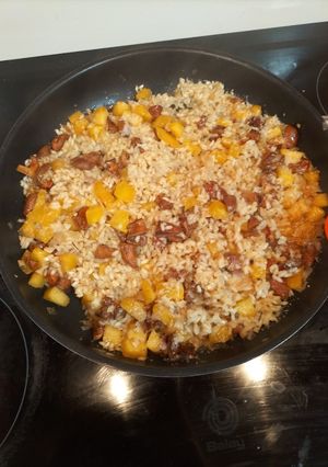 Una foto de Arroz con calabaza y níscalos