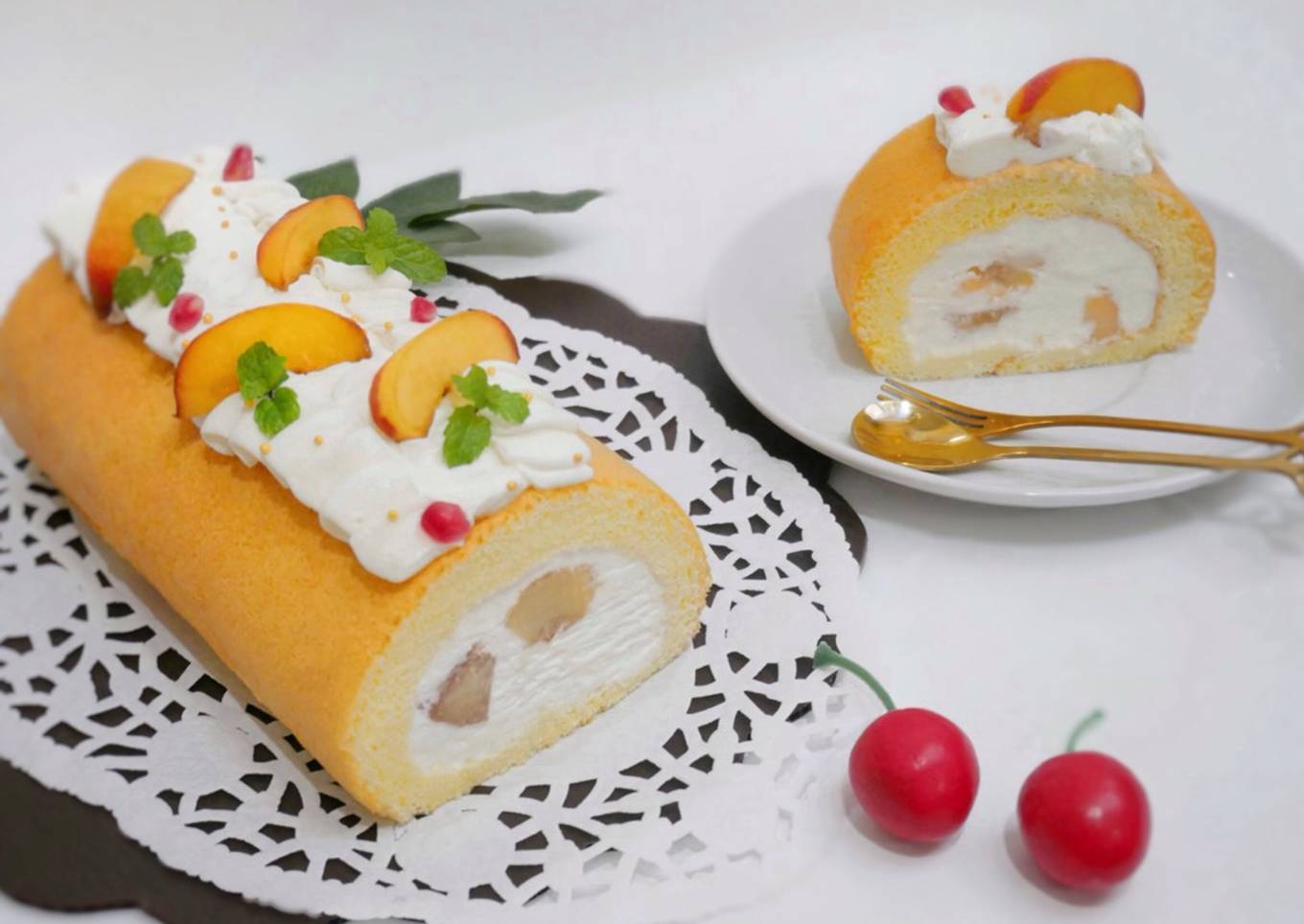 Resep Peach Mochi Roll Cake Resep Peach Mochi Roll Cake