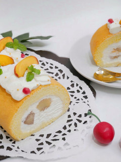 Foto resep Peach Mochi Roll Cake