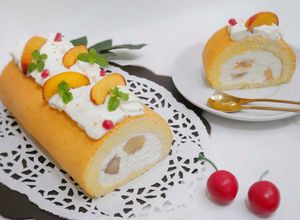 Foto resep Peach Mochi Roll Cake