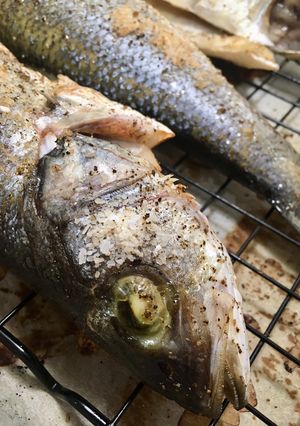 A picture of Greek Whole Roasted Branzino! (Ψητό Λαβράκι).