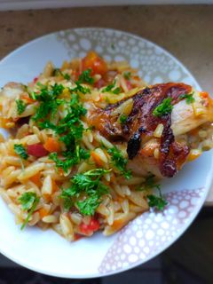 Kritharoto mit Hähnchen und Gemüse Rezepthauptbild