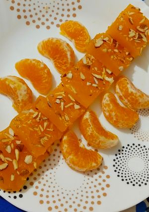 A picture of Orange Halwa Barfi.