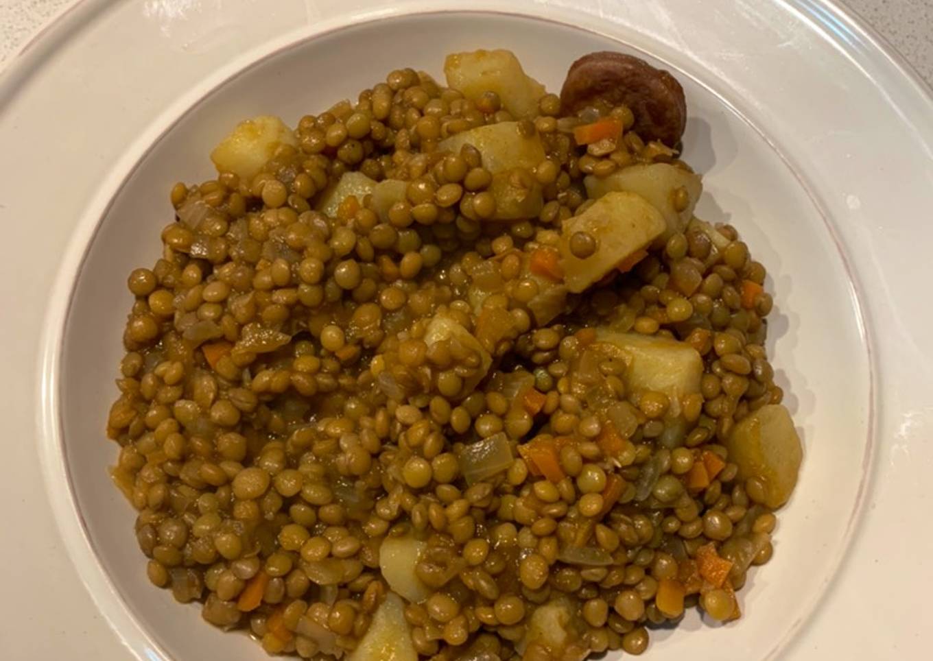 Guiso de lentejas para tres