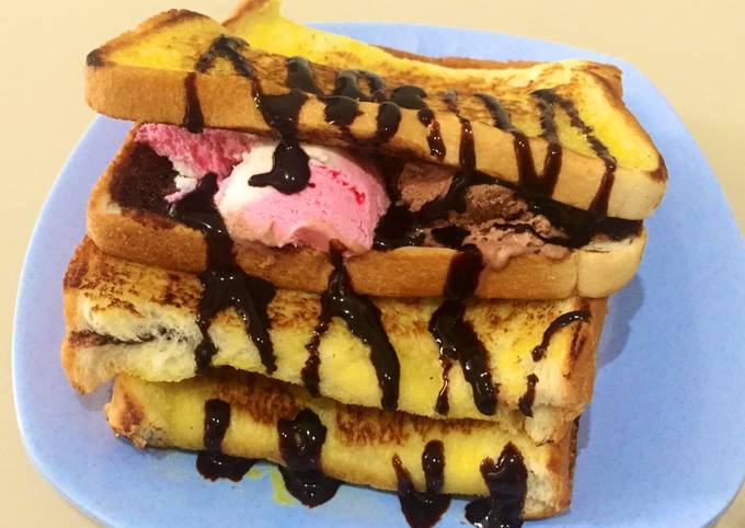 Standar Resep membuat Roti Sandwich Bakar Ice Cream  spesial