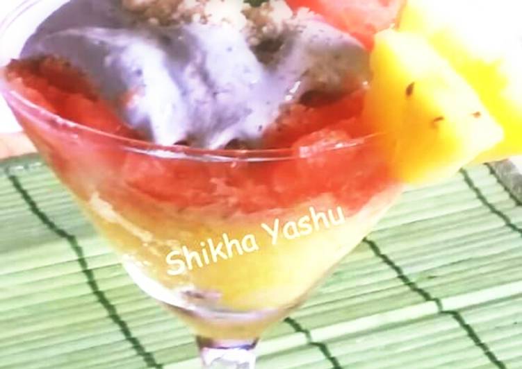 Easiest Way to Make Speedy Pineapple watermelon Sorbet with blackberry Parfait