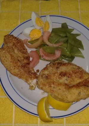 Una foto de Mila de pollo con empanado saludable