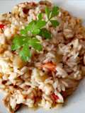 Risotto melanzane, tonno e pomodorini