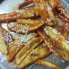 Crispy honey chilli potato A picture of Crispy honey chilli potato.