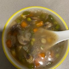 A picture of Clear vegetable soup.