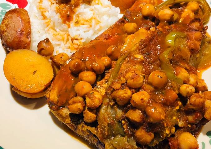 Roasted Eggplant 🍆 with Chick Peas