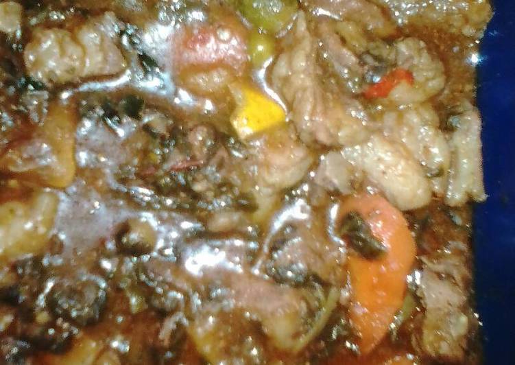 Lamb stew with spinach &amp; mixed veg