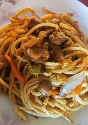 Zöldséges pirított tészta🍝🍄🥕 recept fotója