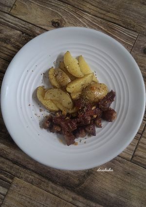 Foto resep Beef Garlic Butter & Potato Wedges