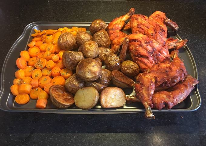 Whole Roasted Chicken With Potato and Carrots: