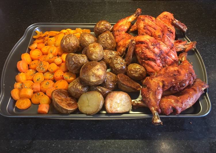 Whole Roasted Chicken With Potato and Carrots: