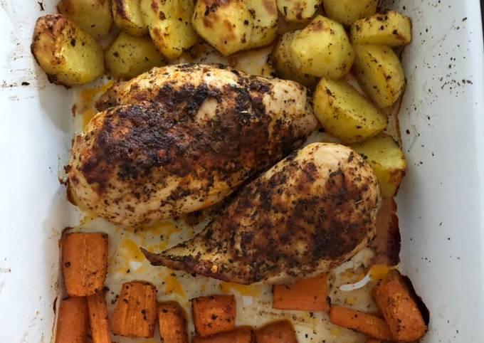 Simple Way to Make Any-night-of-the-week Sheet Pan Chicken with Potatoes and Carrots