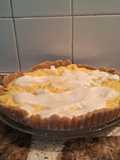 Tarta de crema pastelera y merengue sin harina
