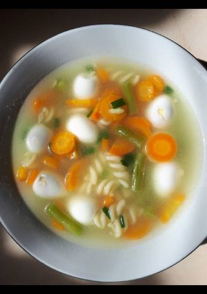 Foto resep Sup macaroni plus telur puyuh