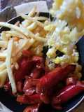 Spicy sausages caramel mozzarella fondue