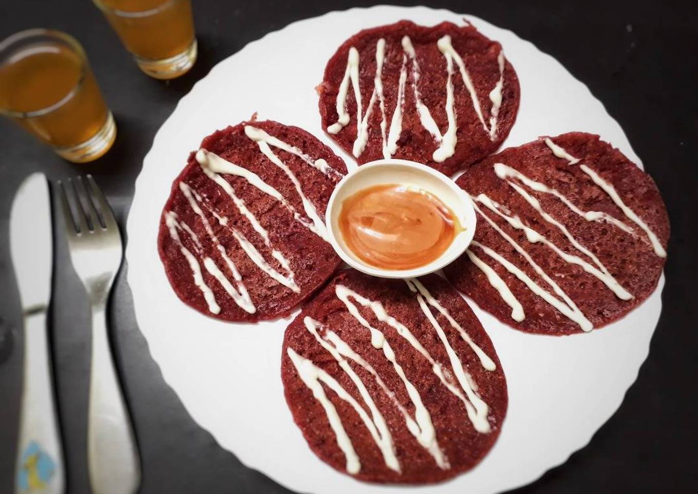 Delicious red velvet pancakes