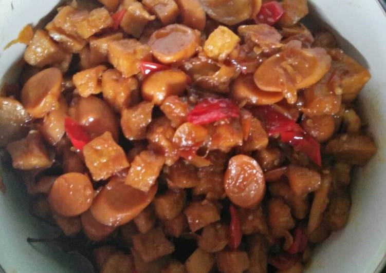 Sambel goreng kecap tahu,sosis,pentol