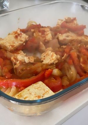 Foto de Estufado de Tofu com Cebola e Pimento
