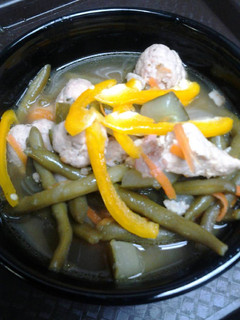 A picture of Asian Porkball and applesauce soup.