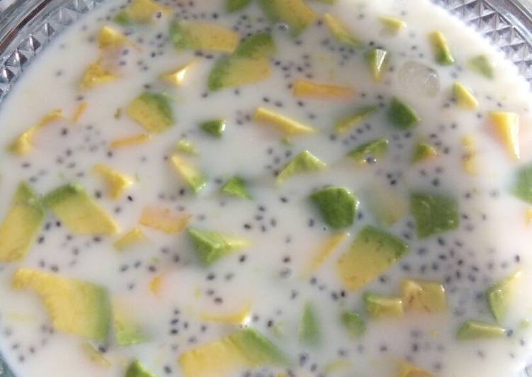 Langkah Mudah untuk Menyiapkan Es alpukat mangga selasih 😝 Anti Gagal