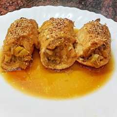 Una foto de Rollitos de pechuga a la piña🍍