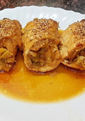 Una foto de Rollitos de pechuga a la piña🍍