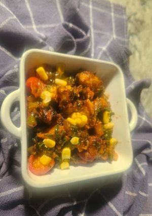 صورة لوصفة بطاطا حلوة وسبانخ مسبكة