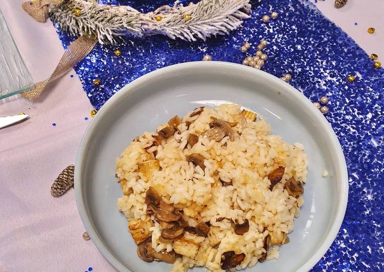 Étapes pour Préparer Fait maison Risotto vegan sésame Tofu champignon