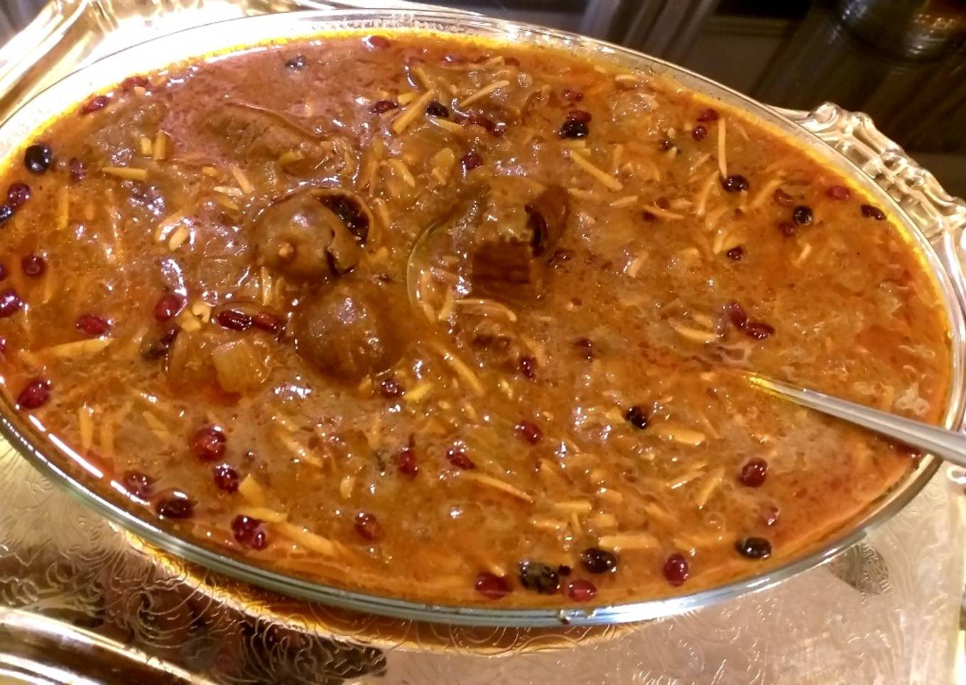 Pesian lamb and almond stew(khoresh khelal Kermanshahi)