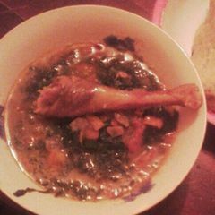 A picture of Stewed kienyeji chicken.