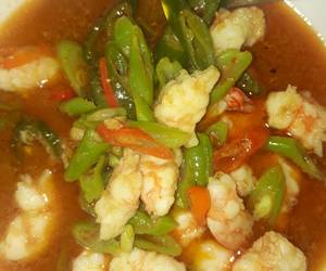 Fresh, Menyajikan Tumis udang dan buncis Yummy Mantul