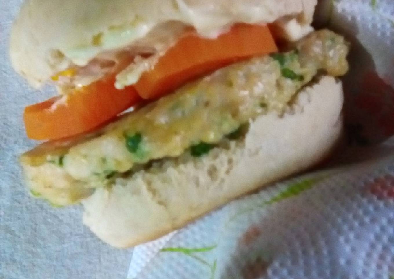 Hamburguesa de pollo y espinaca🐥🌱