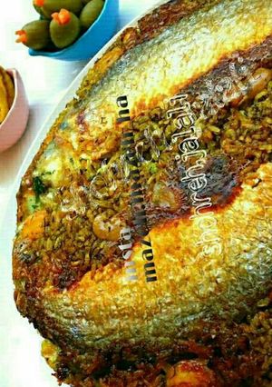 عکسی از دستور پلو باقالی با ته انداز ماهی جنوب