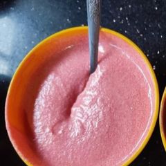 A picture of Pink white chocolate ganache.