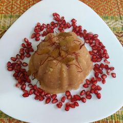 A picture of Paneer kesari halwa.
